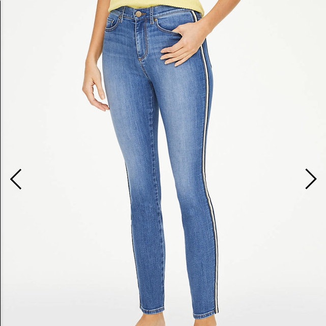 Loft High Rise Skinny Jean With Striped Panel 8